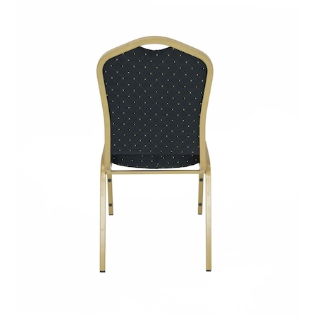 Atlas Commercial Products Crown Back Banquet Chair, Gold Frame, Black Pattern CBC9BKFGF